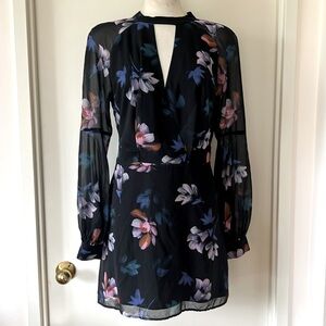 💕Marciano Black Floral Statement Sleeves Mini Dress M EUC